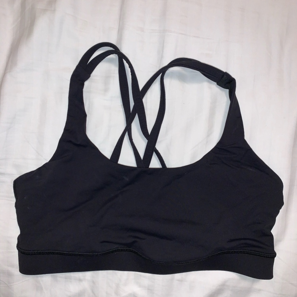 EUC black lululemon sports bra, size 8